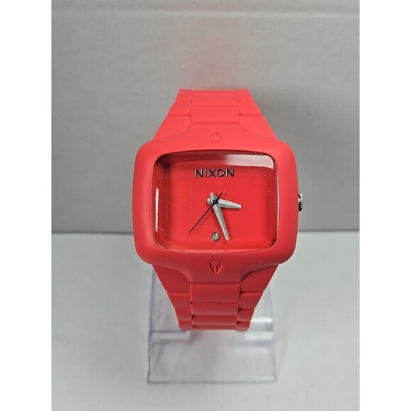 Nixon Rubber Player Neon Pink Diamond Accent 45Mm Watch New Battery 100M Quartz - Picture 1 of 11